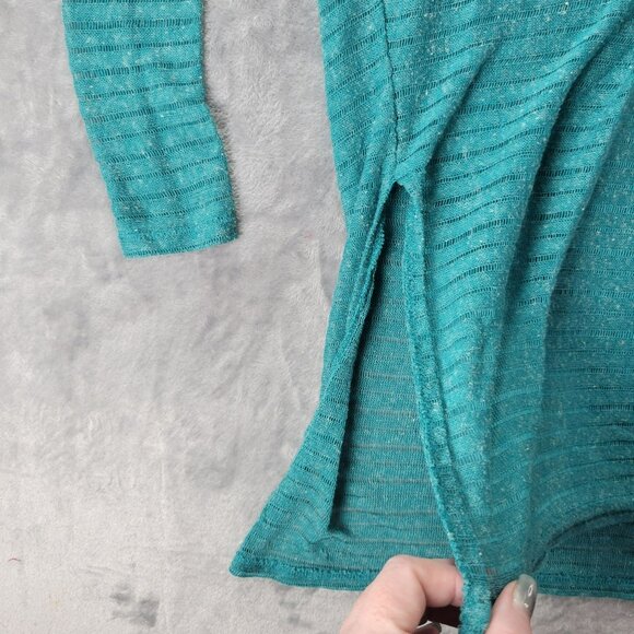 Wet Seal Womens Sheer Knit Tunic Top XL Green‎ Striped Lightweight Layering Y2K - Picture 6 of 10